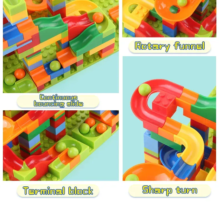 Children's Puzzle Marble Race Run Blocks Maze Toys DIY City Building Blocks Funnel Toys Parent-Child Interaction Blocks Toys