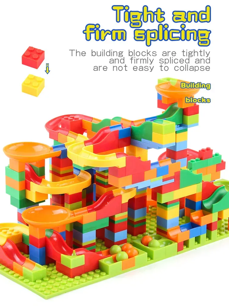 Children's Puzzle Marble Race Run Blocks Maze Toys DIY City Building Blocks Funnel Toys Parent-Child Interaction Blocks Toys