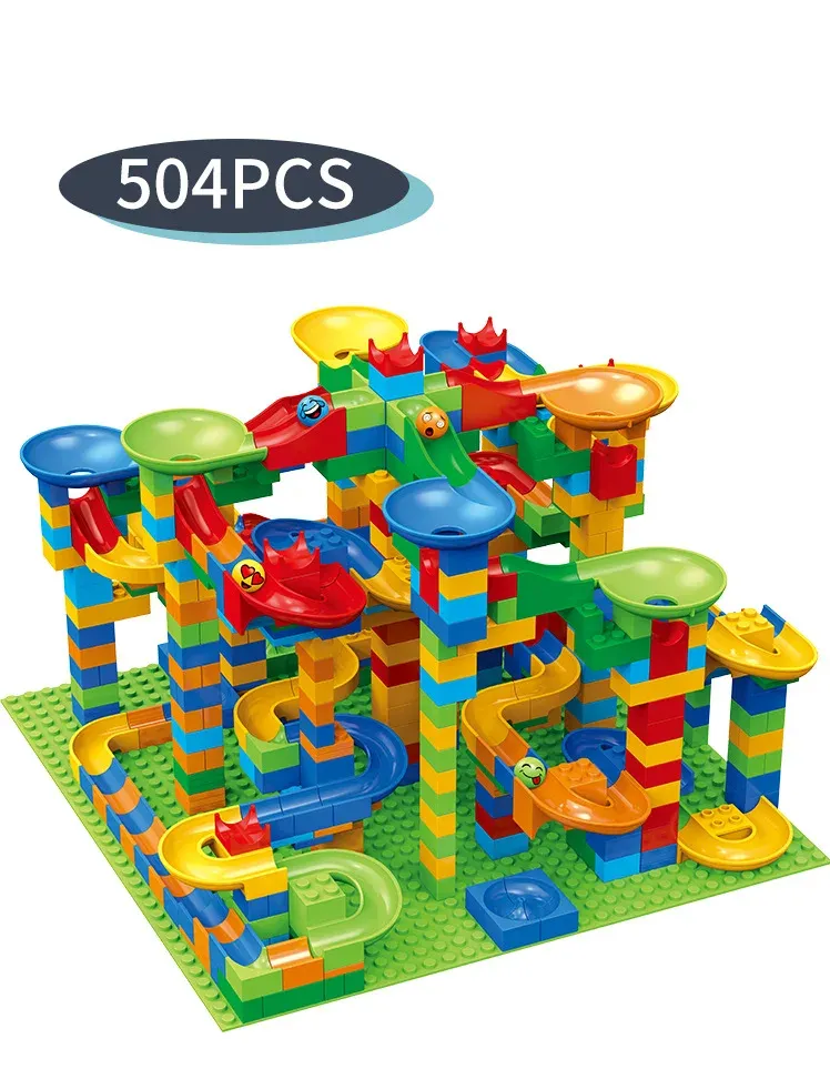 Children's Puzzle Marble Race Run Blocks Maze Toys DIY City Building Blocks Funnel Toys Parent-Child Interaction Blocks Toys