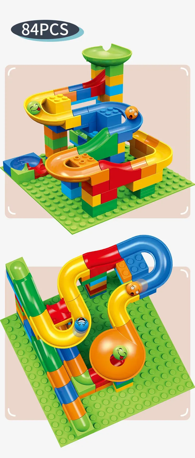 Children's Puzzle Marble Race Run Blocks Maze Toys DIY City Building Blocks Funnel Toys Parent-Child Interaction Blocks Toys