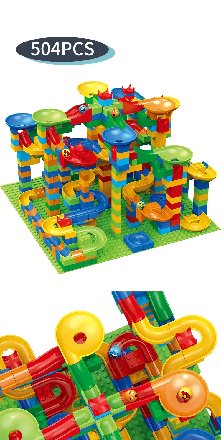 168-504PCS Marble Race Run Blocks Maze Ball Track Toy Compatible city Building Blocks Funnel Slide Blocks Toys DIY Bricks Toys
