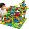 168-504PCS Marble Race Run Blocks Maze Ball Track Toy Compatible city Building Blocks Funnel Slide Blocks Toys DIY Bricks Toys