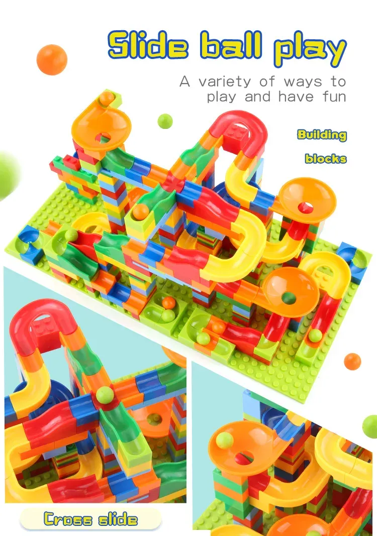 168-504PCS Marble Race Run Blocks Maze Ball Track Toy Compatible city Building Blocks Funnel Slide Blocks Toys DIY Bricks Toys