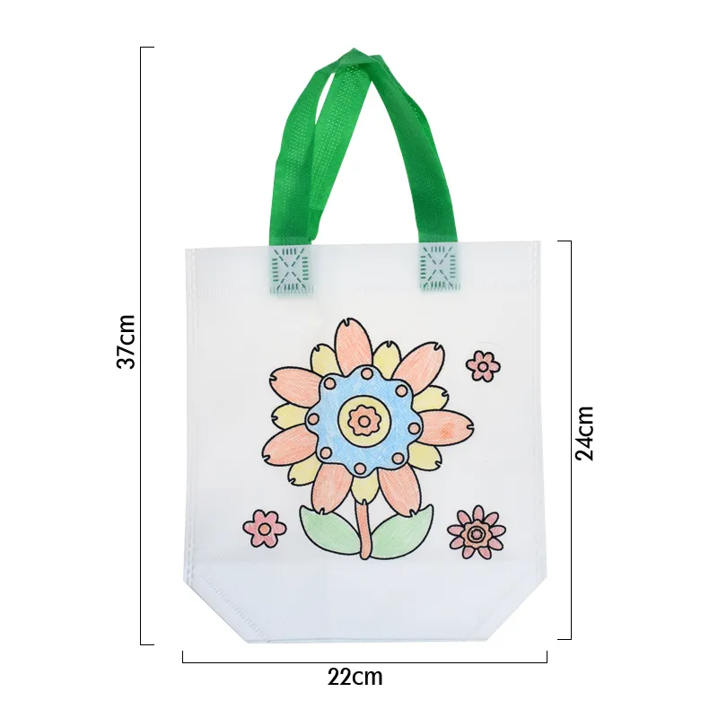 DIY Graffiti Bag with Markers Handmade Painting Non-Woven Bag for Children Arts Crafts Color Filling Drawing Toy Kids Craft