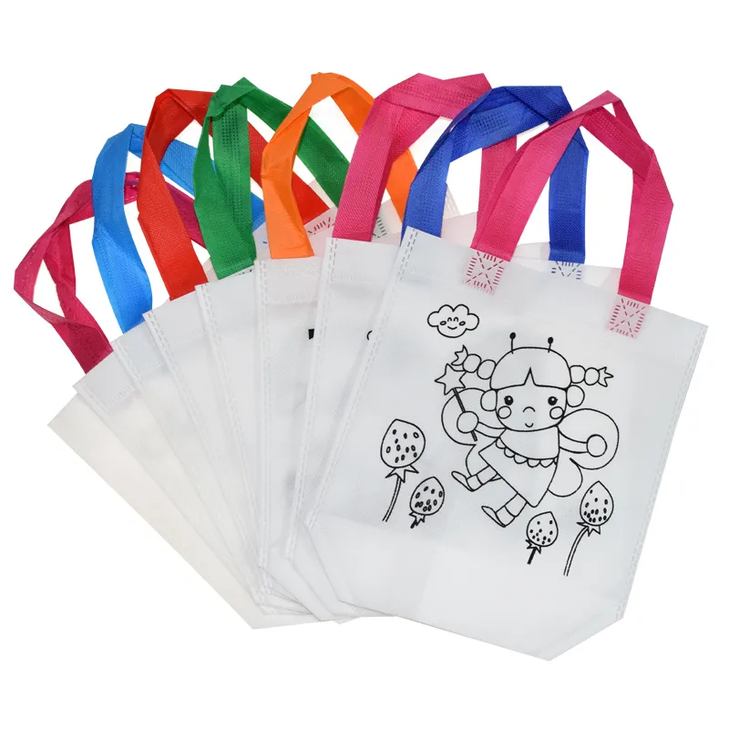 DIY Graffiti Bag with Markers Handmade Painting Non-Woven Bag for Children Arts Crafts Color Filling Drawing Toy Kids Craft