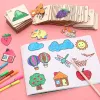 10-20pcs Wooden DIY Kids Drawing Toys Painting Stencils Template Craft Toys Puzzle Educational Toys For Children Gifts
