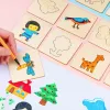 10-20pcs Wooden DIY  Kids Drawing Toys Painting Stencils Template Craft Toys Puzzle Educational Toys For Children Gifts