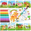 24Pcs Farm Coloring Books for Kids with 24 Stacking Crayons Mini Coloring Book Party Favors Bulk Gifts Cows Horses Barns Small A
