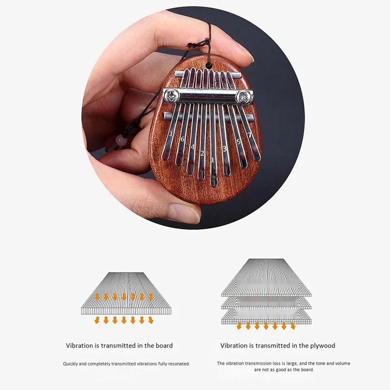 Thumb Piano 8 Key Mini Kalimba Exquisite Finger Piano Portable Marimba Musical Pendant Gift 8 Key Keyboard Musical Instrument