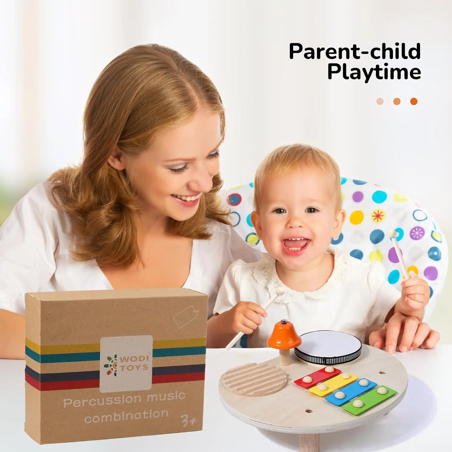 Kids Drum Set Baby Musical Instruments Toys Montessori Wooden Xylophone Preschool Music Kit Percussion Tambourine Toys Birthday