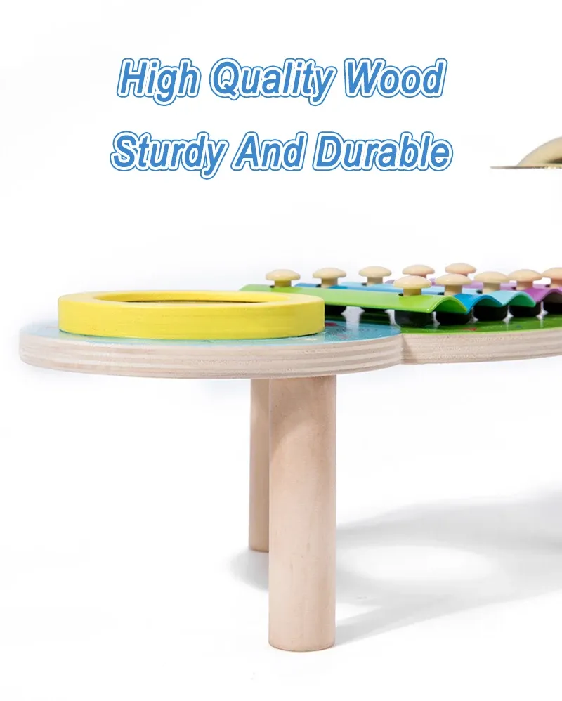 Kids Drum Set Baby Musical Instruments Toys Montessori Wooden Xylophone Preschool Music Kit Percussion Tambourine Toys Birthday