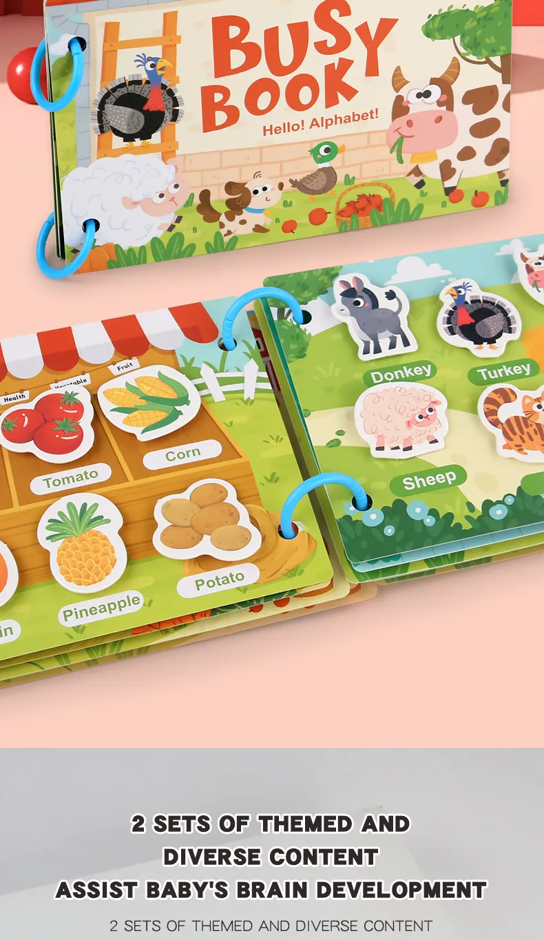 Montessori Baby Busy book My First Quiet Book Paste Early Learning Education Toy Children Toy Matching Game for Babies 2 3 Years