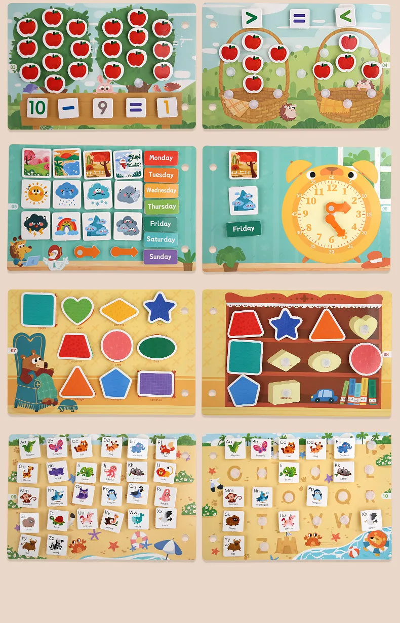 Montessori Baby Busy book My First Quiet Book Paste Early Learning Education Toy Children Toy Matching Game for Babies 2 3 Years
