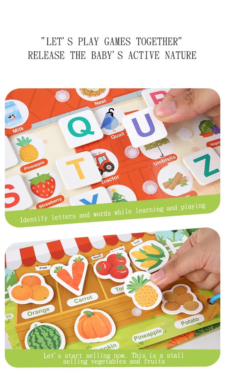 Montessori Baby Busy book My First Quiet Book Paste Early Learning Education Toy Children Toy Matching Game for Babies 2 3 Years