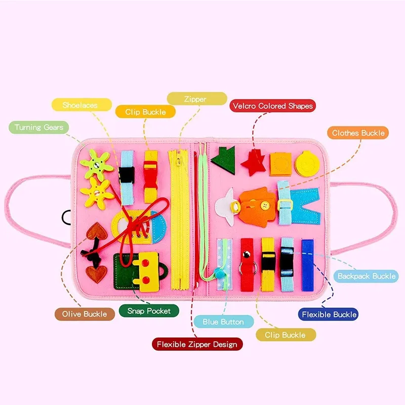 Montessori Toys Busy Board Sensory Activity Developing Board for Motor Skills,Learning Board for Toddlers Preschool Learning