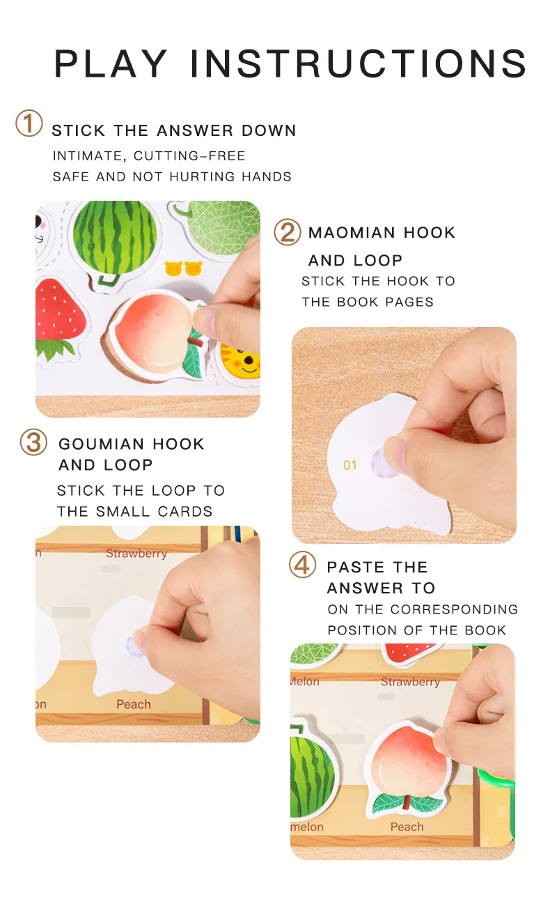 Montessori Repeatedly Sticker Busy Card Book Baby Paste Readings Numbers Matching Puzzle Game Educational Toys For Kids Gifts