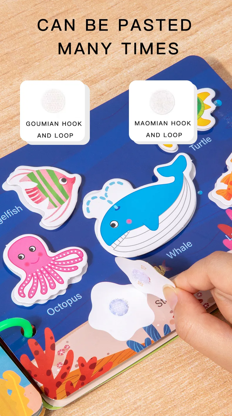 Montessori Repeatedly Sticker Busy Card Book Baby Paste Readings Numbers Matching Puzzle Game Educational Toys For Kids Gifts