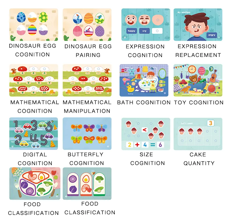 Montessori Repeatedly Sticker Busy Card Book Baby Paste Readings Numbers Matching Puzzle Game Educational Toys For Kids Gifts