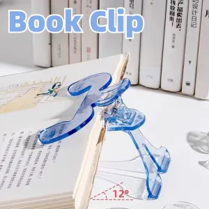 Transparent Plastic Book Clip with Bracket Reading Aid Fixed Book Holder Folder Paper Clips Bookmarks Stationery School Supplies