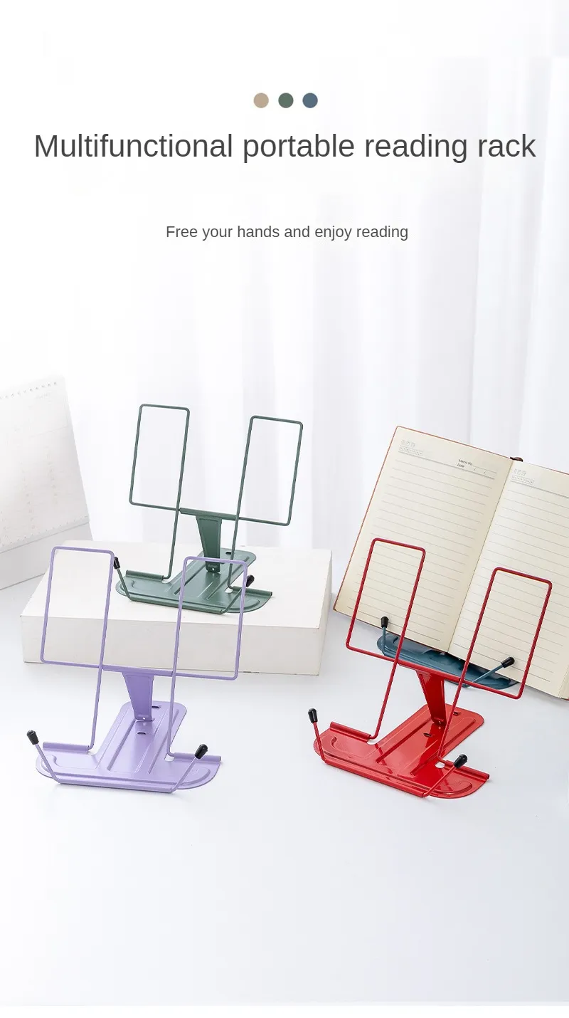 Portable Book Holder Adjustable Reading Rest Recipe Cookbook Stand Cell Phone Stand for Cookbook Textbook Tablet Holder