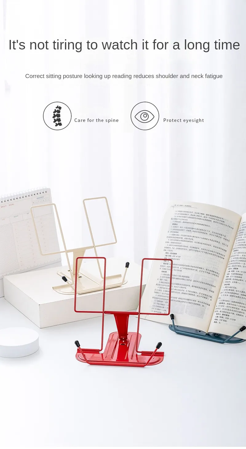 Portable Book Holder Adjustable Reading Rest Recipe Cookbook Stand Cell Phone Stand for Cookbook Textbook Tablet Holder