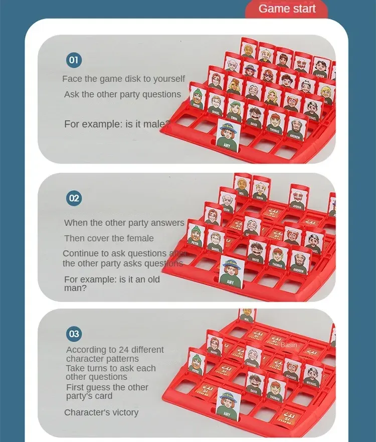 Guess who I am board game parent-child interaction toy logical reasoning children's puzzle guess me you my character chessboard