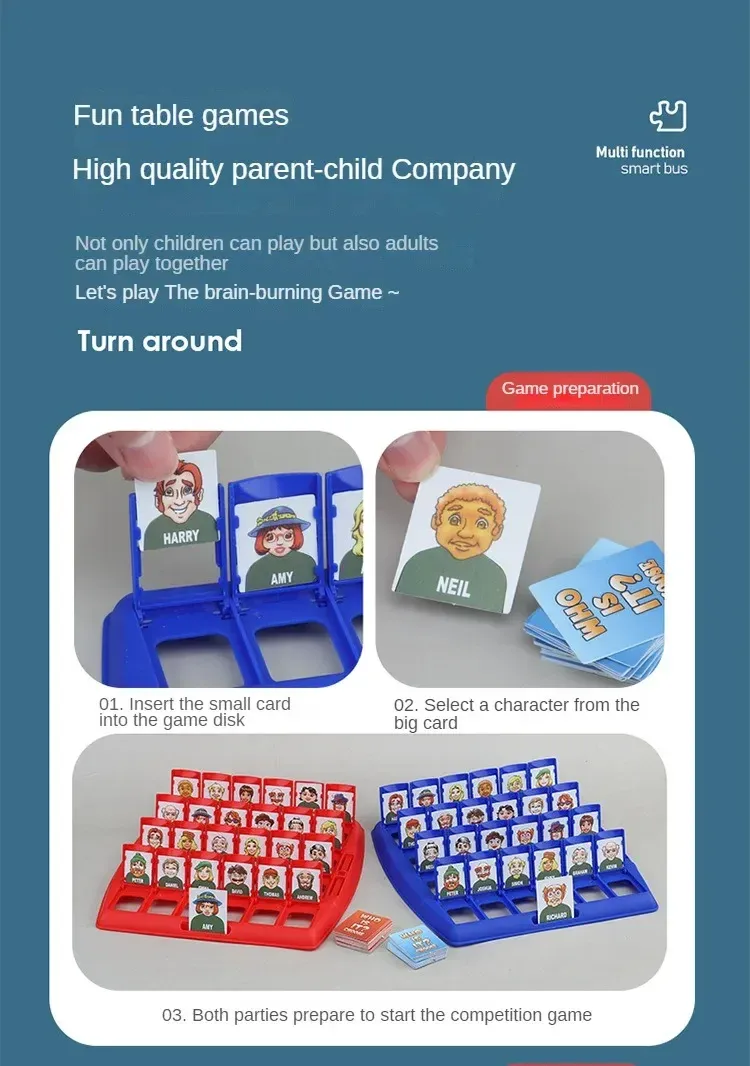 Guess who I am board game parent-child interaction toy logical reasoning children's puzzle guess me you my character chessboard