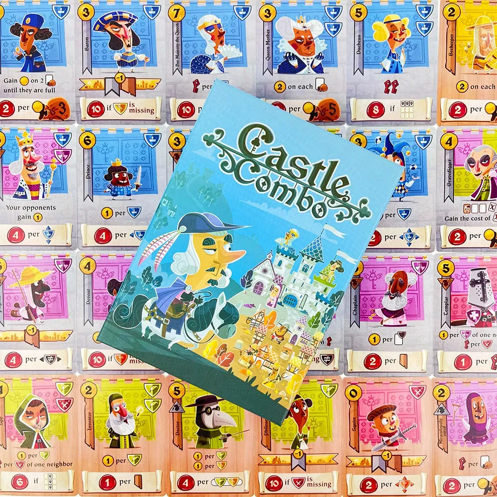 Castle Combo Strategy Board Game - Medieval Tableau Game with Instant Effects & Endgame Bonuses for 2-4 Players