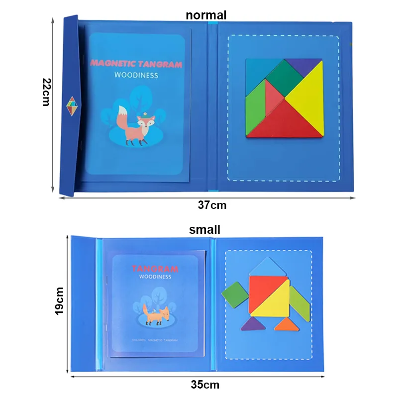 Wooden Jigsaw Magnetic Tangram Puzzle Book Educational Toys For Children Baby Kid Portable Montessori Learning Intelligence