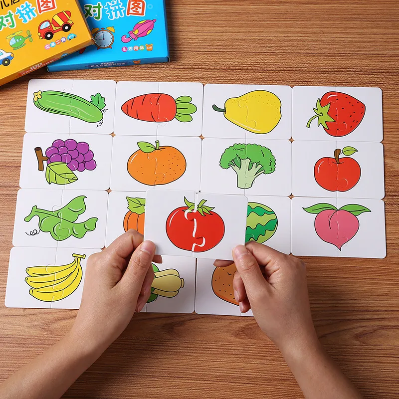 32Pcs Toddler Matching Card Early Montessori Education Puzzle Toys Cartoon Jigsaw Animal Color Shape Cognitive Training Gifts
