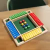 Arithmetic Dice Board Game Four-Sided Flip Card Games Box Dice Toys Wooden Flaps Dices 4 Players Party Number Game Board Games