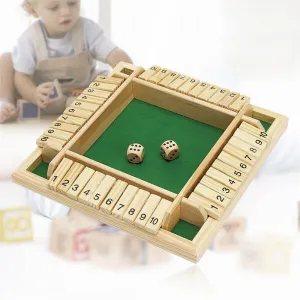 Shut The Box Dice Board Game Wooden Flaps & Dices Game 4 Players Pub Bar Party Supplies Family Entertainment For Kids & Adults
