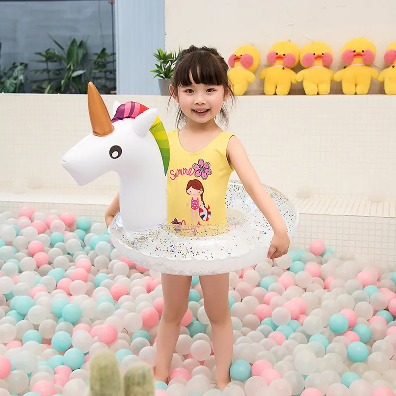 Rooxin Inflatable Flamingo Pool Float Baby Swimming Ring Summer Beach Party Pool Float Unicorn Swimming Circle Pool Accessories