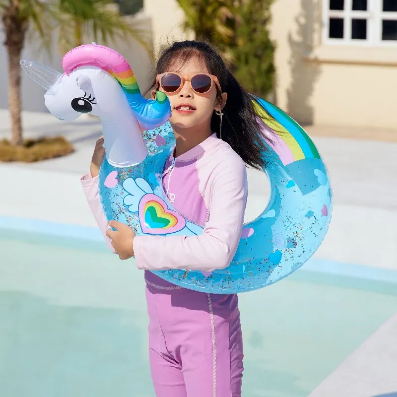 Rooxin Inflatable Flamingo Pool Float Baby Swimming Ring Summer Beach Party Pool Float Unicorn Swimming Circle Pool Accessories