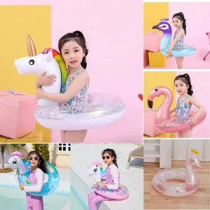 Rooxin Inflatable Flamingo Pool Float Baby Swimming Ring Summer Beach Party Pool Float Unicorn Swimming Circle Pool Accessories