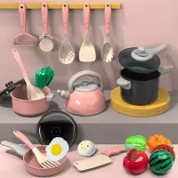 28 PCS Kids Kitchen Toys Set Play Kitchen Accessories Kit with Play Pots Pretend Food Cooking Toy Toddler Girls Boy Gift