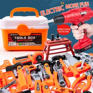Kids Toolbox Kit Educational Toys Simulation Repair Tools Toys Drill Plastic Game Learning Engineering Puzzle Toys Gifts For Boy
