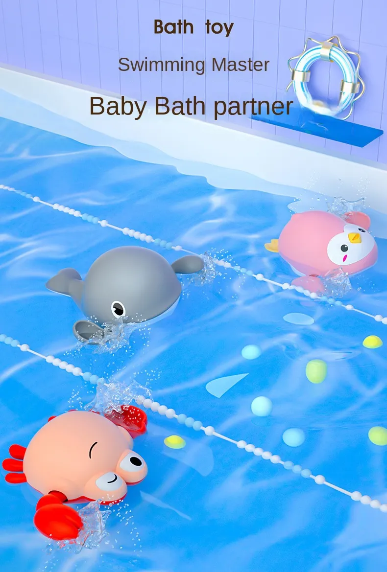 Summer Bath Toys Kids Swimming Clockwork Dolls Play Water Baby Bathing Cute Funny Children Bathroom Shower Bathtub Animals Toy