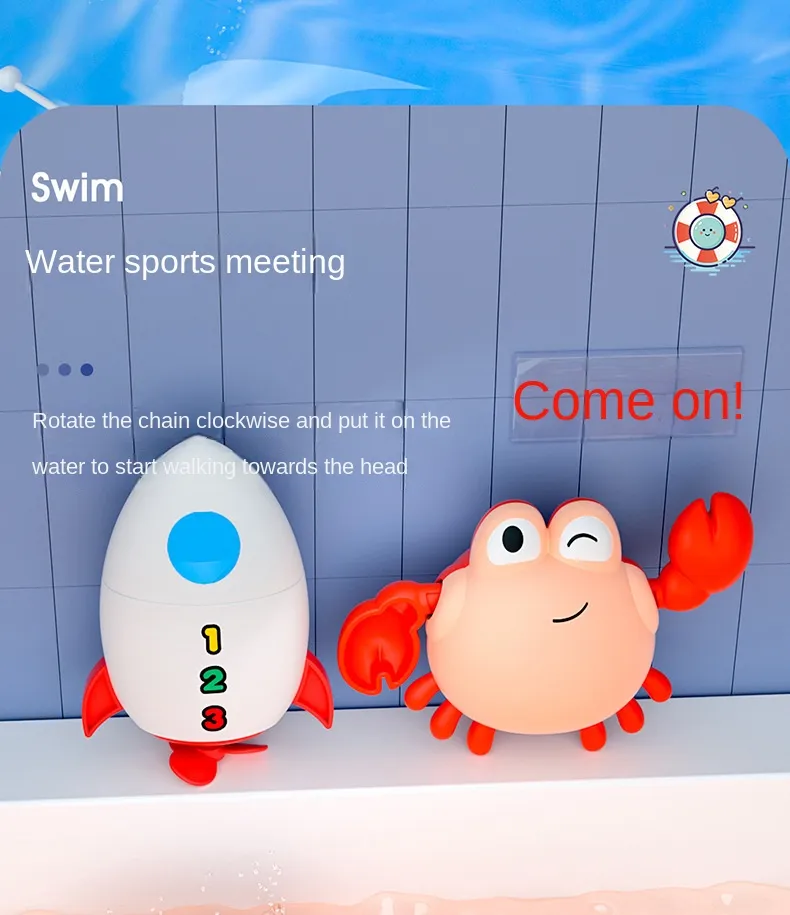 Summer Bath Toys Kids Swimming Clockwork Dolls Play Water Baby Bathing Cute Funny Children Bathroom Shower Bathtub Animals Toy