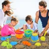 11pcs Beach Sand Toys Set for Kids Silicone Collapsible Foldable Beach Bucket Travel Beach Toys for Summer Outdoor Camping