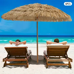 [Beach Umbrella Set] 6-Piece Beach Umbrella Set - Spacious Portable for Family Vacations - Easy Outdoor Use for Beach Camping