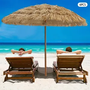 [Beach Umbrella Set] 6-Piece Beach Umbrella Set - Spacious Portable for Family Vacations - Easy Outdoor Use for Beach Camping