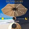 Free Delivery - 9 ft Thatched Patio Umbrella, 2 Tier Hawaiian Style Grass Beach Umbrella with 32 Led Lights, Center Light,