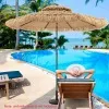 Free Delivery - 9 ft Thatched Patio Umbrella, 2 Tier Hawaiian Style Grass Beach Umbrella with 32 Led Lights, Center Light,
