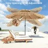 Free Delivery - 9 ft Thatched Patio Umbrella, 2 Tier Hawaiian Style Grass Beach Umbrella with 32 Led Lights, Center Light,