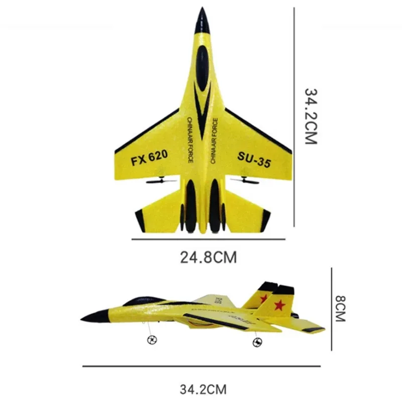 SU35 RC Plane FX620 FX820 2.4G Remote Control Flying Model Glider Airplane With LED Lights Aircraft Foam Toys For Children Gifts
