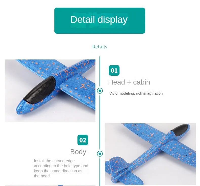 48CM Hand Throw Flying Glider Planes Foam Aircraft Model EPP Resistant Breakout Aircraft Children Party Game Outdoor Toys