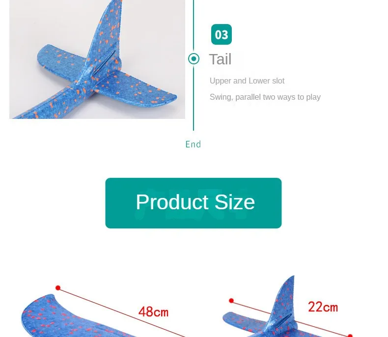 48CM Hand Throw Flying Glider Planes Foam Aircraft Model EPP Resistant Breakout Aircraft Children Party Game Outdoor Toys