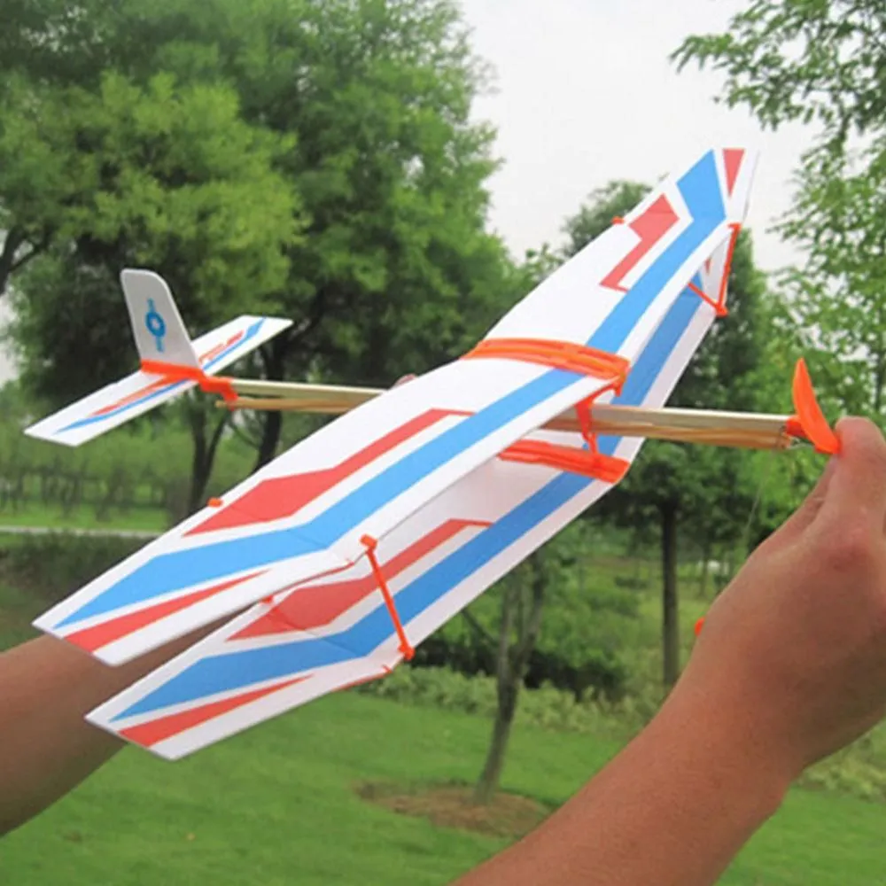 Educational Toy Christmas best gift Elastic Rubber Airplane DIY Foam Aircraft Powered Flying Glider Assembly Plane Model