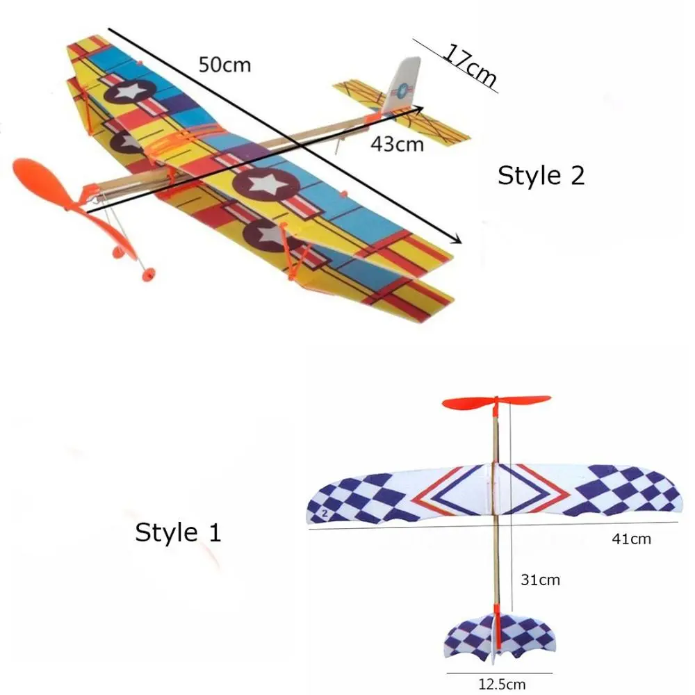 Educational Toy Christmas best gift Elastic Rubber Airplane DIY Foam Aircraft Powered Flying Glider Assembly Plane Model